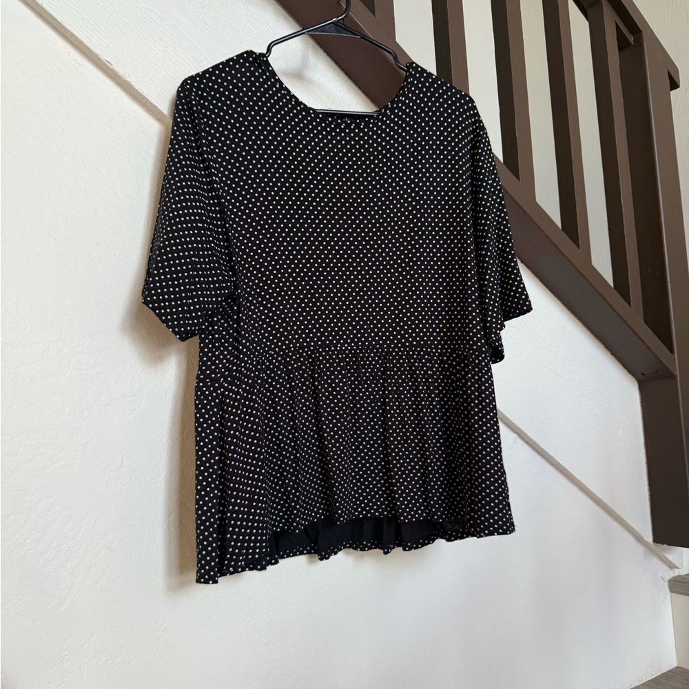 Boohoo Black and White Polka Dot Blouse